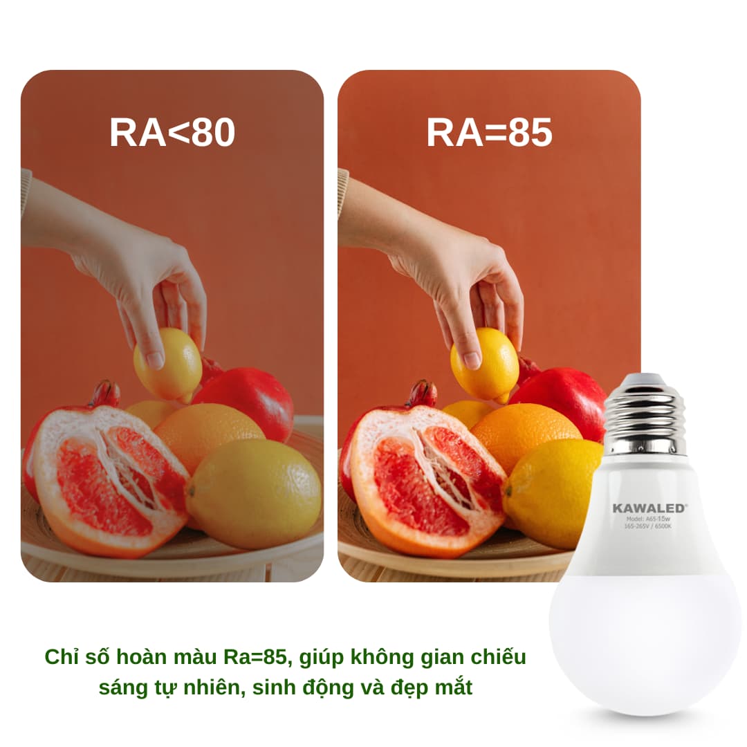 Chỉ số hoàn màu Ra=85 giúp màu sắc sống động