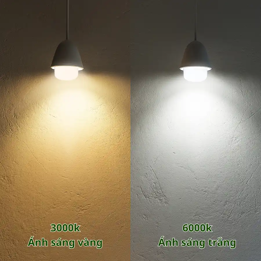 So sánh ánh sáng vàng 3000K và trắng 6000K của đèn LED bulb Kawaled