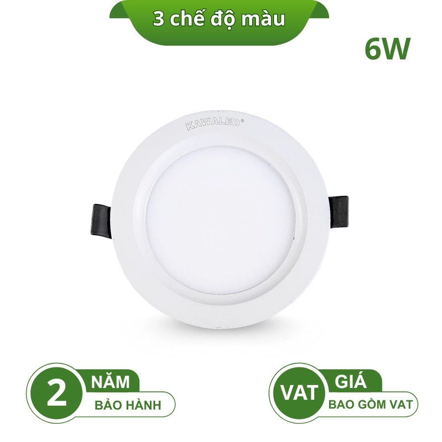 Mặt trước đèn LED âm trần Kawaled 6W ba màu