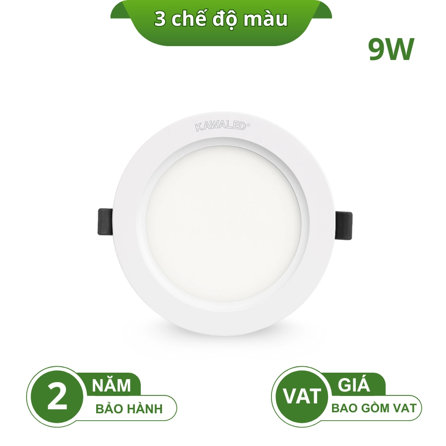 Đèn LED âm trần 9W siêu mỏng 3 chế độ màu