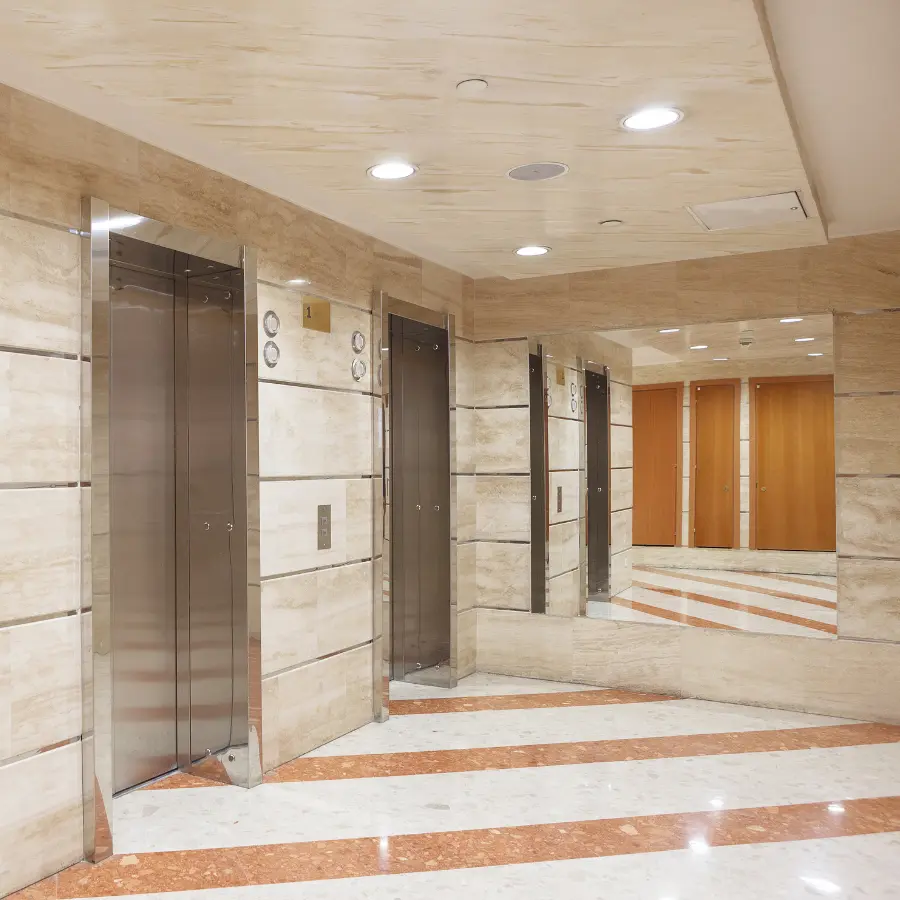 Đèn LED âm trần DL lắp đặt khu vực sảnh lớn và thang máy