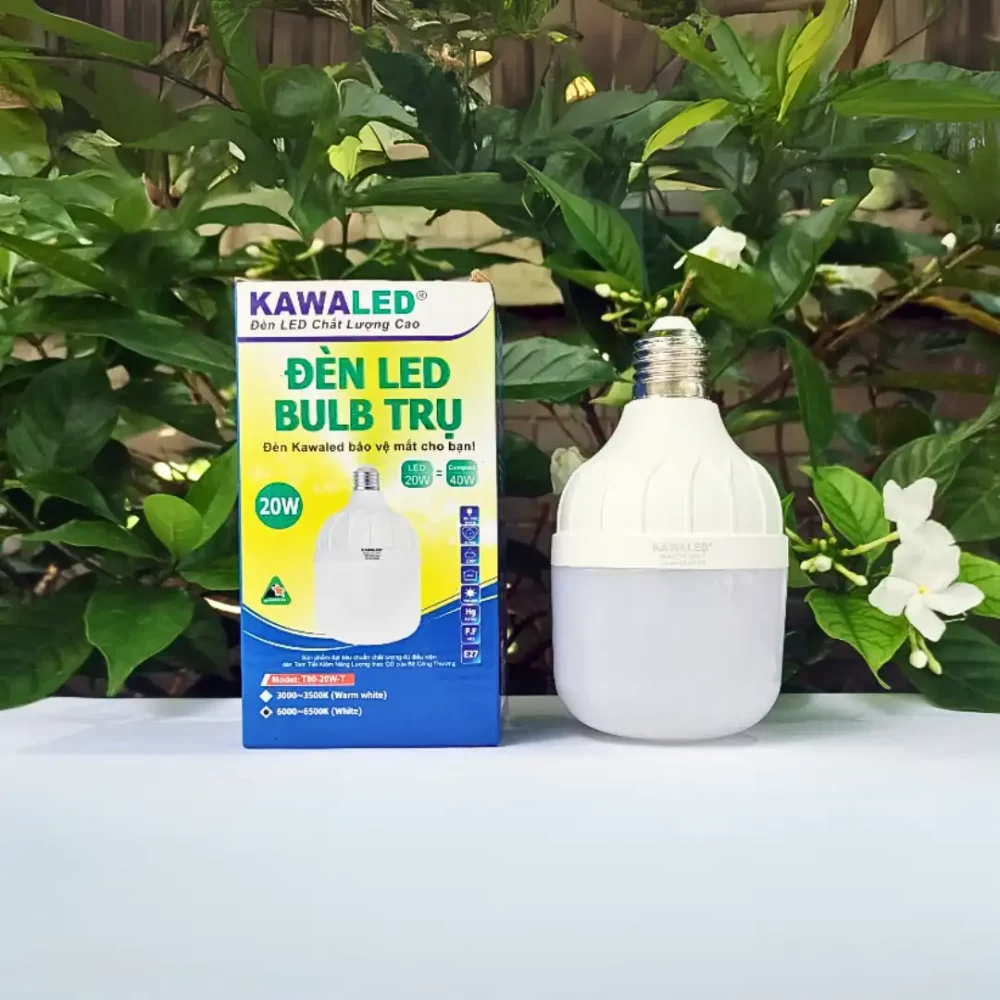 Đèn LED bulb trụ Kawaled 20W ánh sáng trắng – kèm hộp thương hiệu
