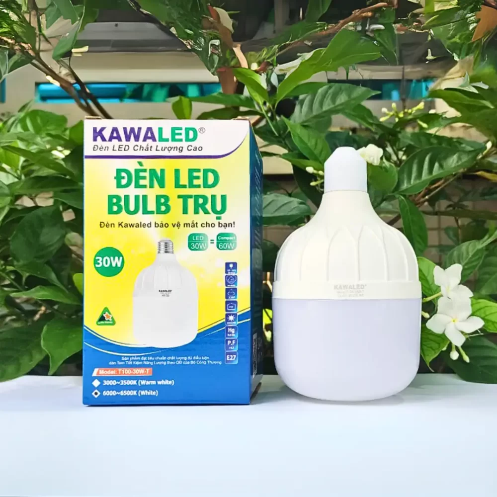Bóng đèn LED trụ Kawaled T100-30W kèm hộp sản phẩm chính hãng