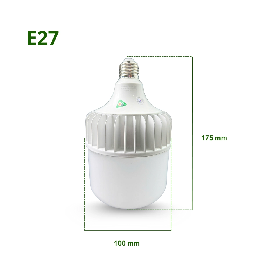 Kích thước bóng đèn LED TN100 30W đui E27 – cao 175mm