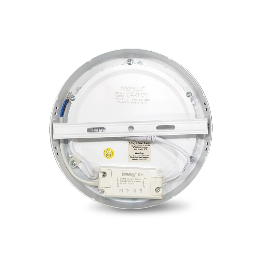 Cấu tạo mặt sau đèn LED nổi trần KAWALED với driver và thân nhôm tản nhiệt