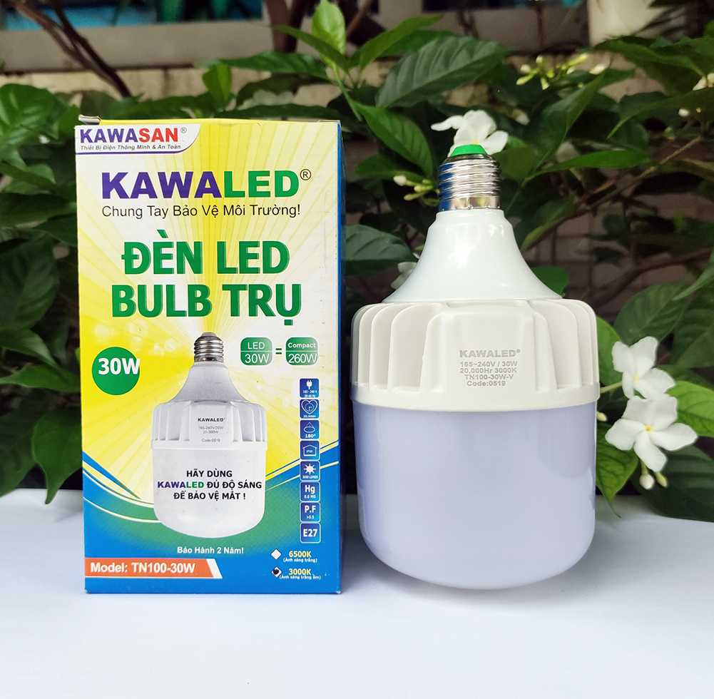 Đèn Led bulb trụ nhôm đúc TN100-30W Kawaled