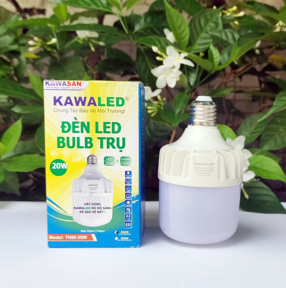 Đèn Led bulb trụ nhôm đúc TN80-20W Kawaled