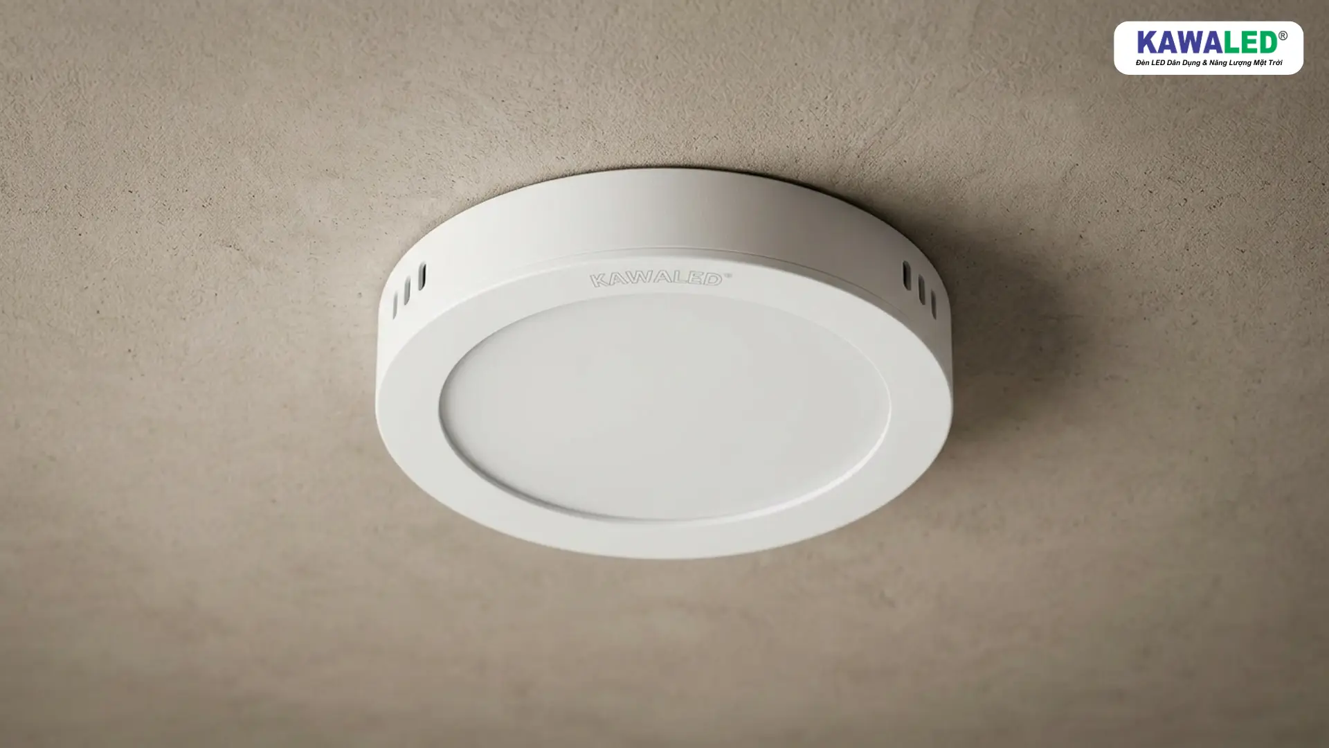 Đèn LED nổi trần tròn NT lắp trên trần bê tông hiện đại