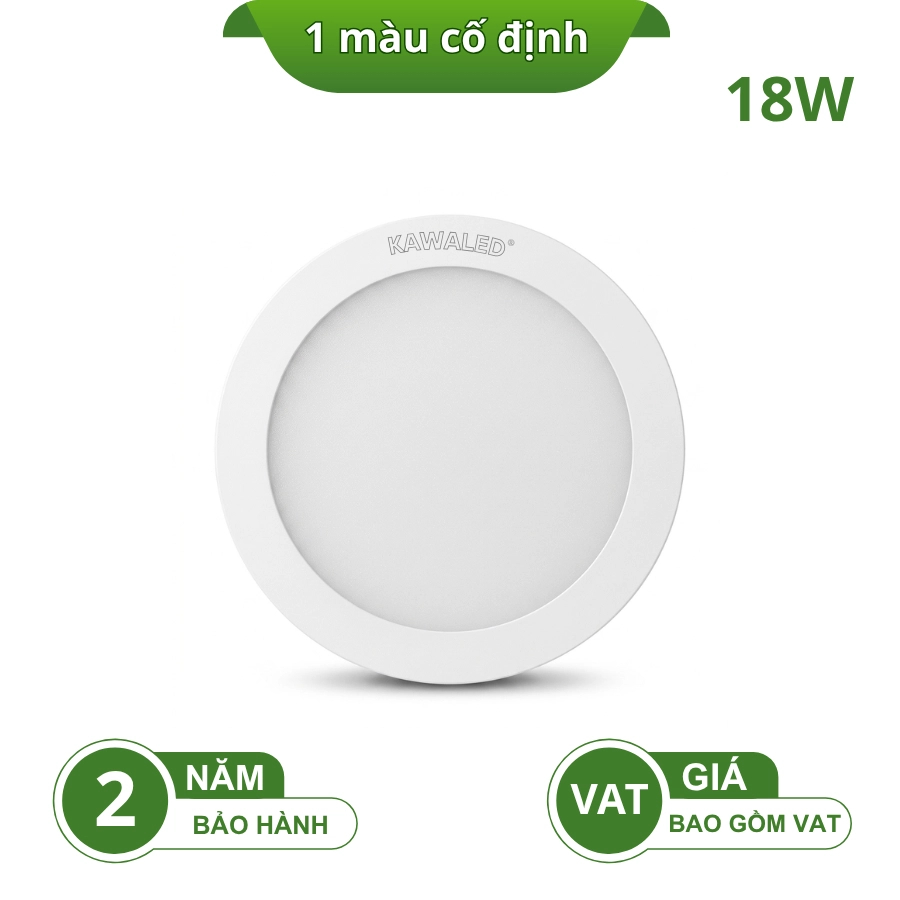 Đèn LED nổi trần tròn 18W KAWALED ánh sáng 1 màu cố định