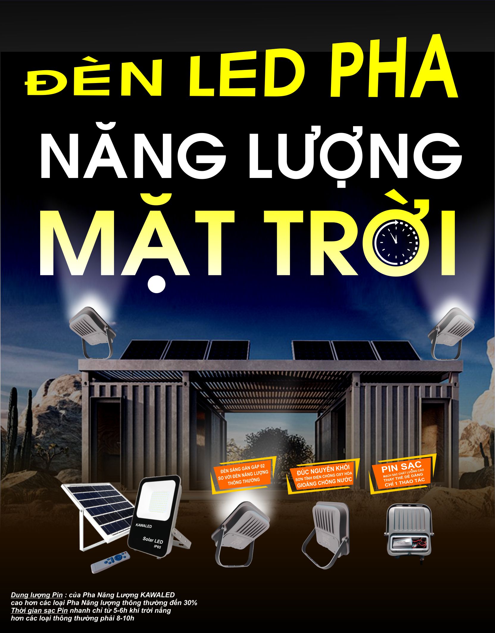 Đèn Led pha năng lượng mặt trời FSL cao cấp