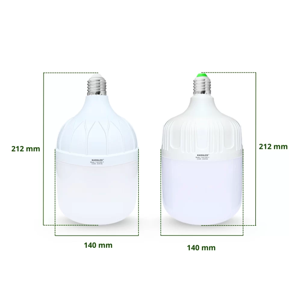 Kích thước bóng đèn trụ T140-50W Kawaled – đèn led chiếu sáng nhà xưởng