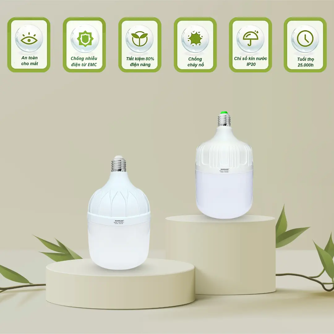 Tính năng nổi bật của đèn LED bulb trụ Kawaled: chống chói, chống nhiễu, tiết kiệm điện