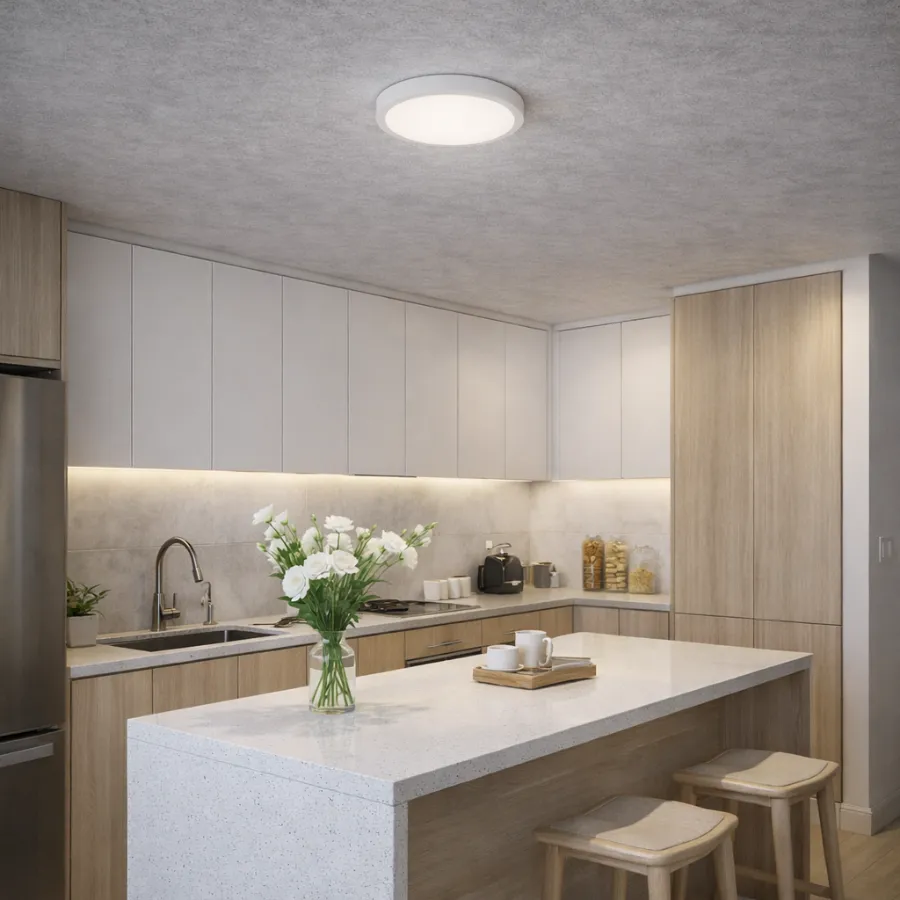 Đèn LED nổi trần tròn NT120-6W lắp trong không gian bếp