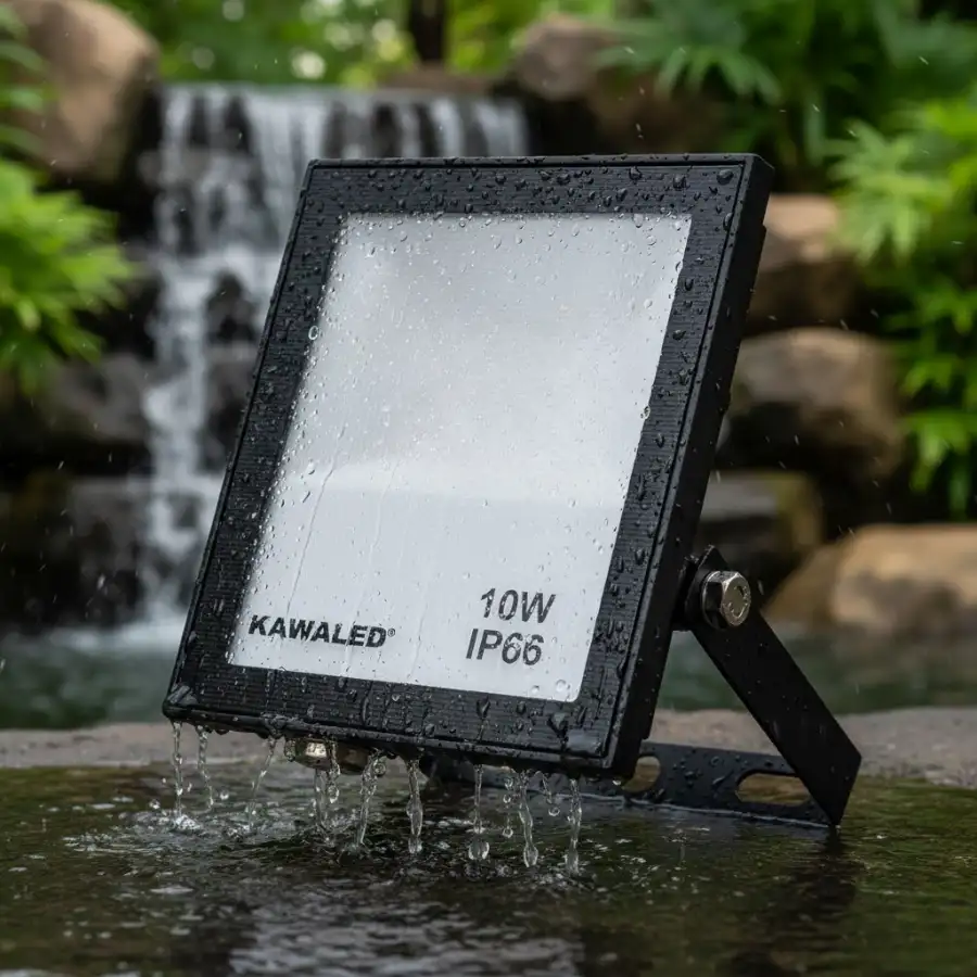 Đèn pha led 10W IP66 chống nước, hoạt động ổn định dưới mưa hoặc khu vực ẩm ướt ngoài trời