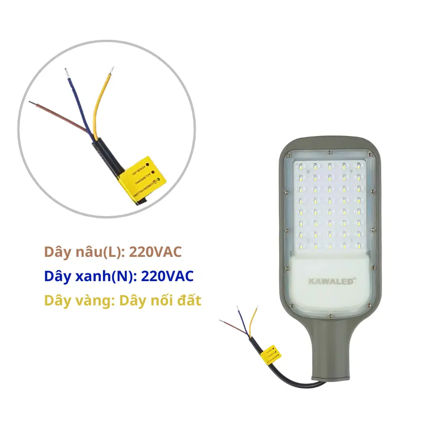 Hướng dẫn đấu nối dây điện cho đèn LED đường phố SST thương hiệu Kawaled