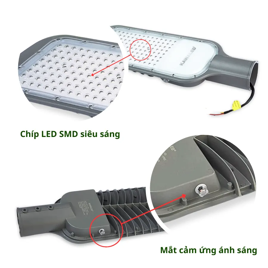 Chip LED SMD và cảm biến ánh sáng của đèn SST-100W Kawaled