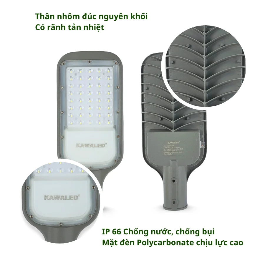 Đèn đường cảm ứng ánh sáng Kawaled SST-30W chống nước IP66