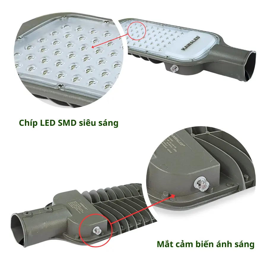 Chip LED SMD và mắt cảm biến ánh sáng đèn Kawaled SST-50W
