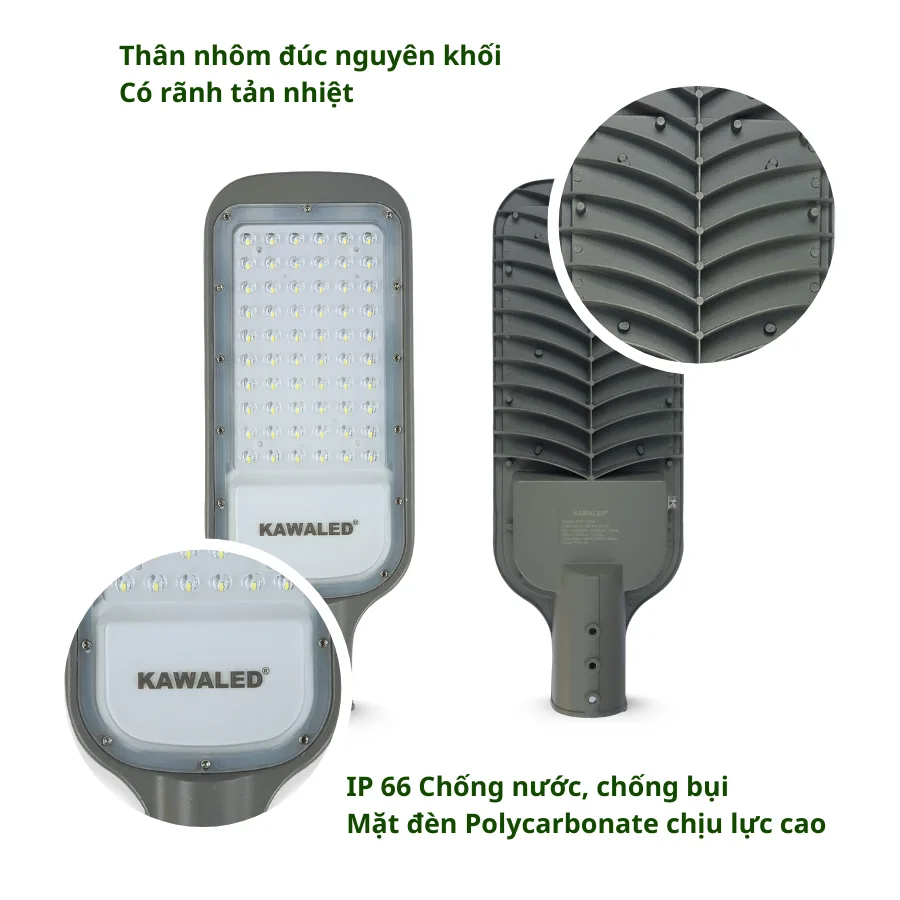 Đèn LED đường phố SST-50W Kawaled thân nhôm đúc, chống nước IP66