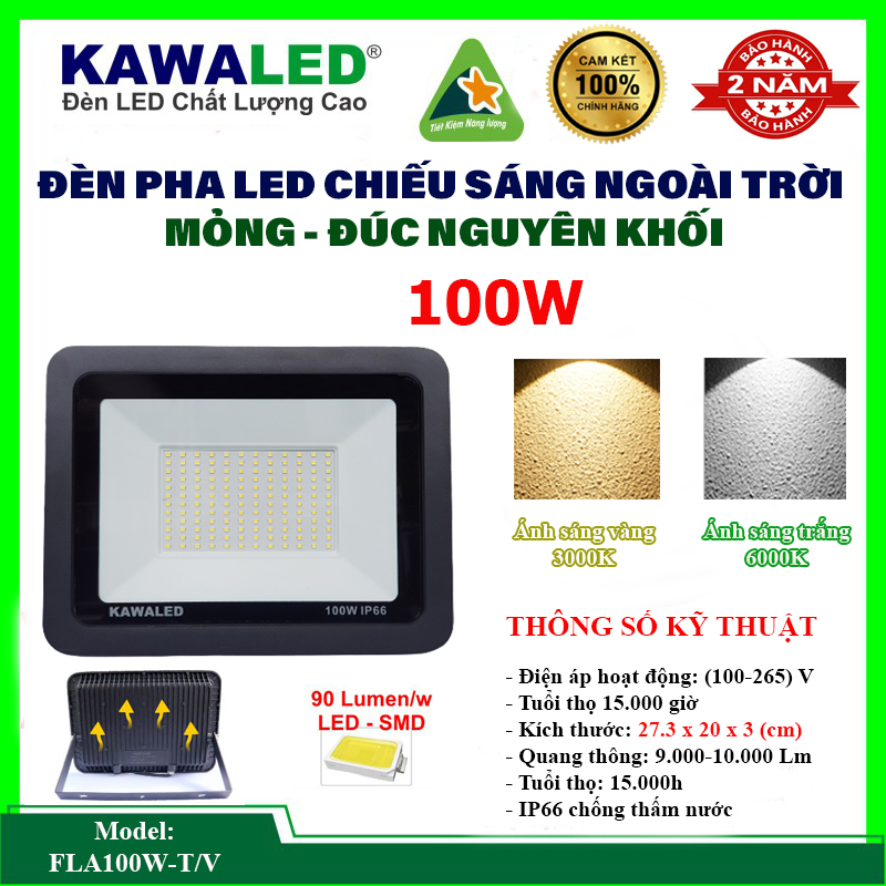 Đèn pha Led mỏng thân nhôm đúc FLA Kawaled