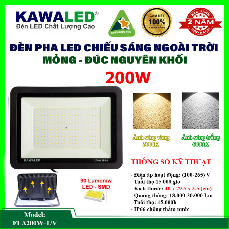 Đèn pha Led mỏng thân nhôm đúc FLA Kawaled