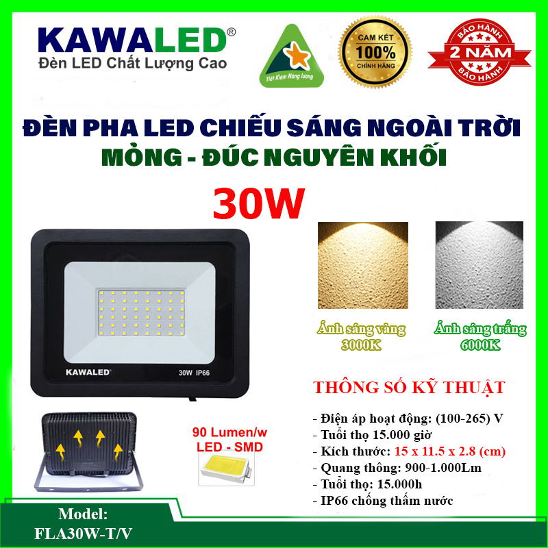 Đèn pha Led mỏng thân nhôm đúc FLA Kawaled