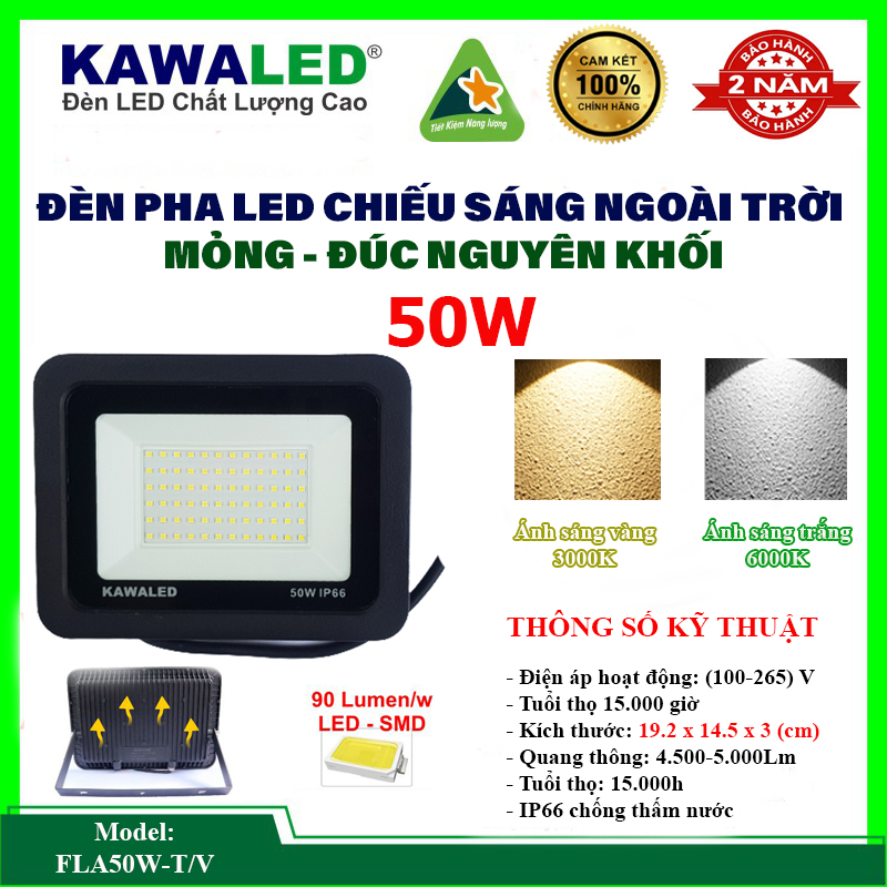 Đèn pha Led mỏng thân nhôm đúc FLA Kawaled