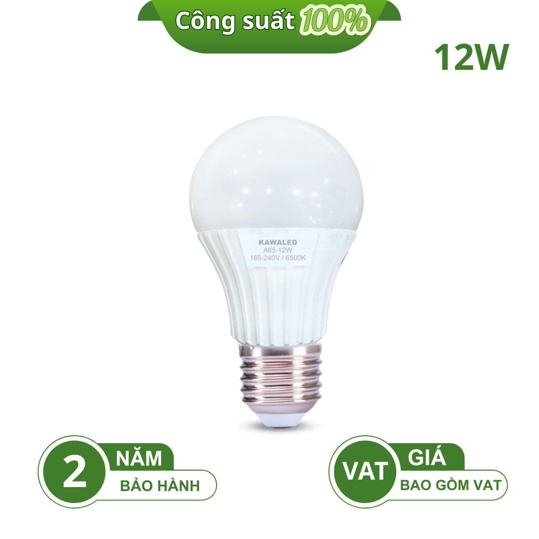 Đèn led bulb 12W Kawaled công suất 100% chính hãng