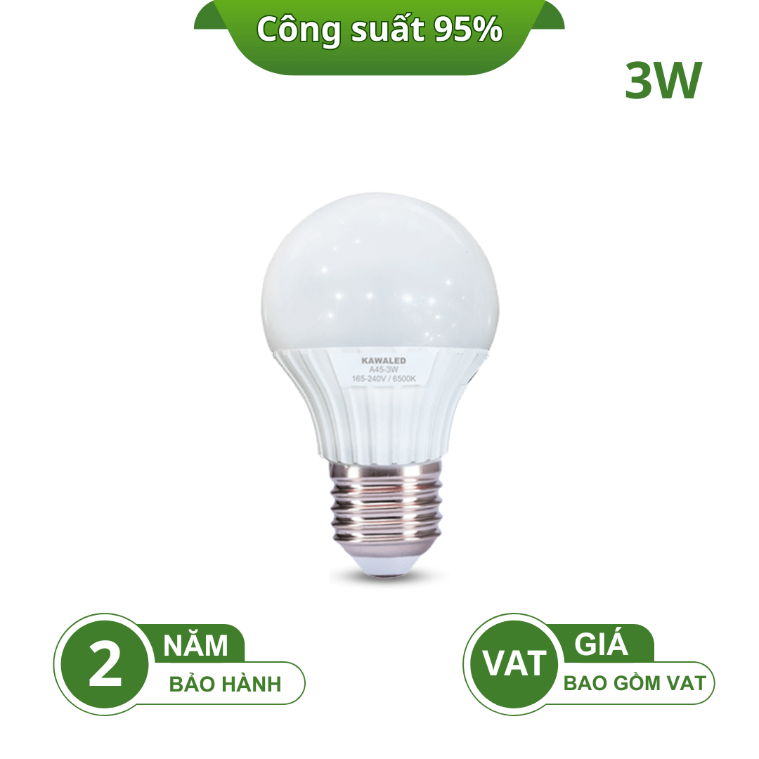 Bóng đèn led bulb Kawaled A45-3W – chính hãng