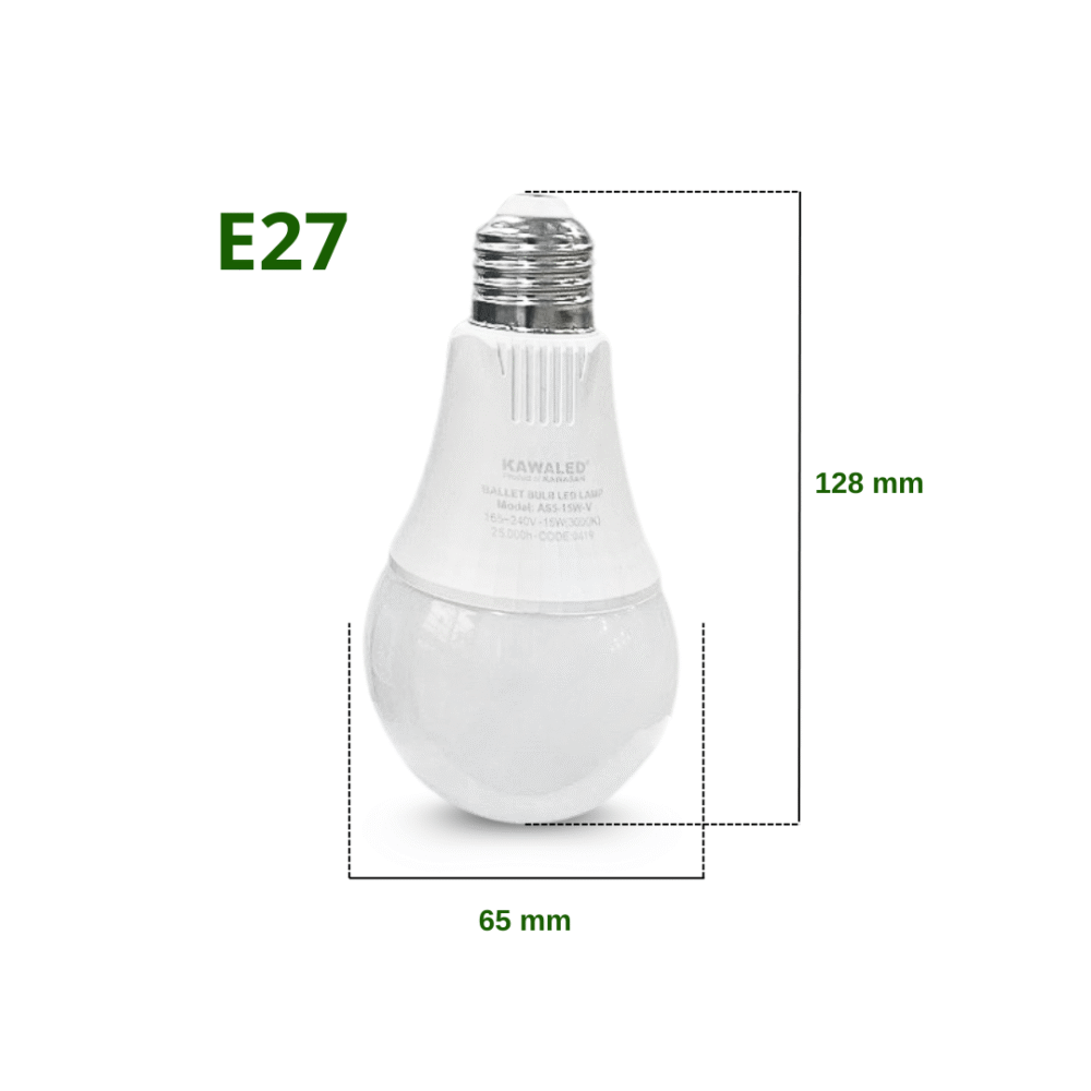 Kích thước bóng đèn LED bulb tròn 15W