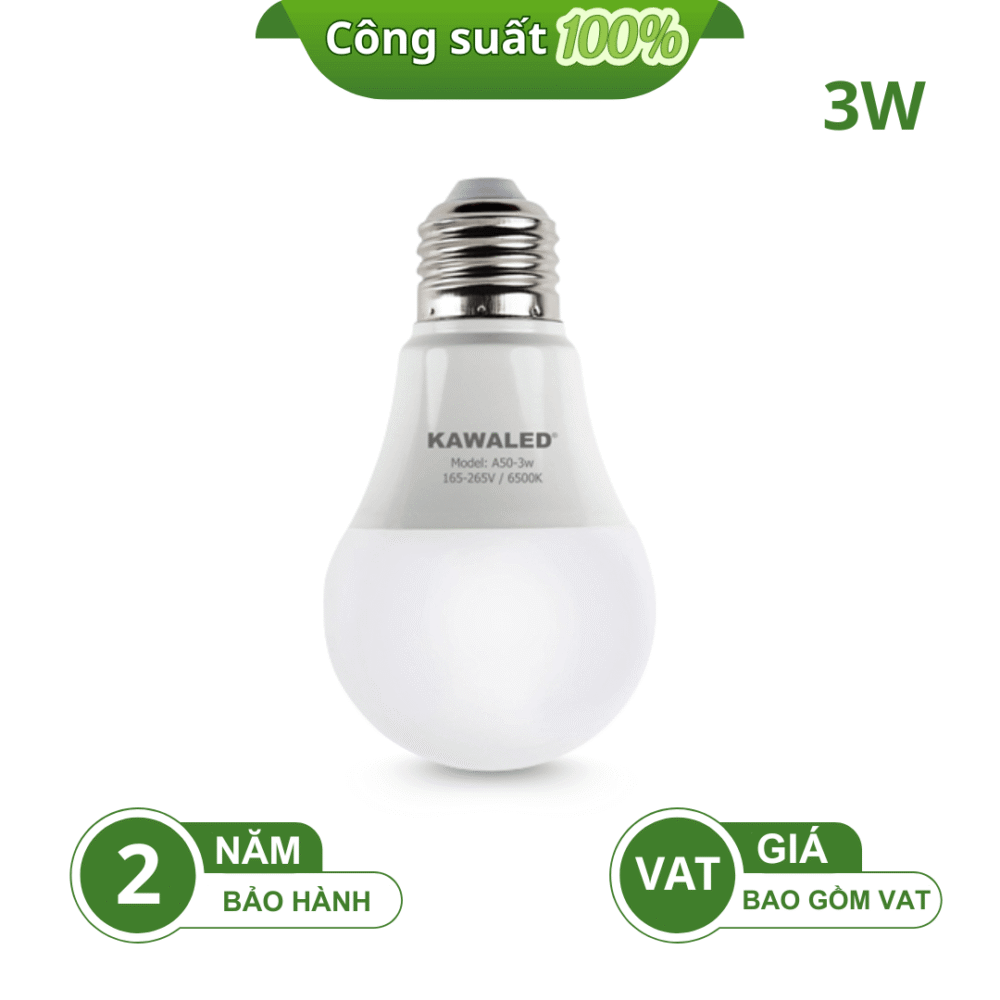 Bóng đèn LED bulb tròn 3W Kawaled
