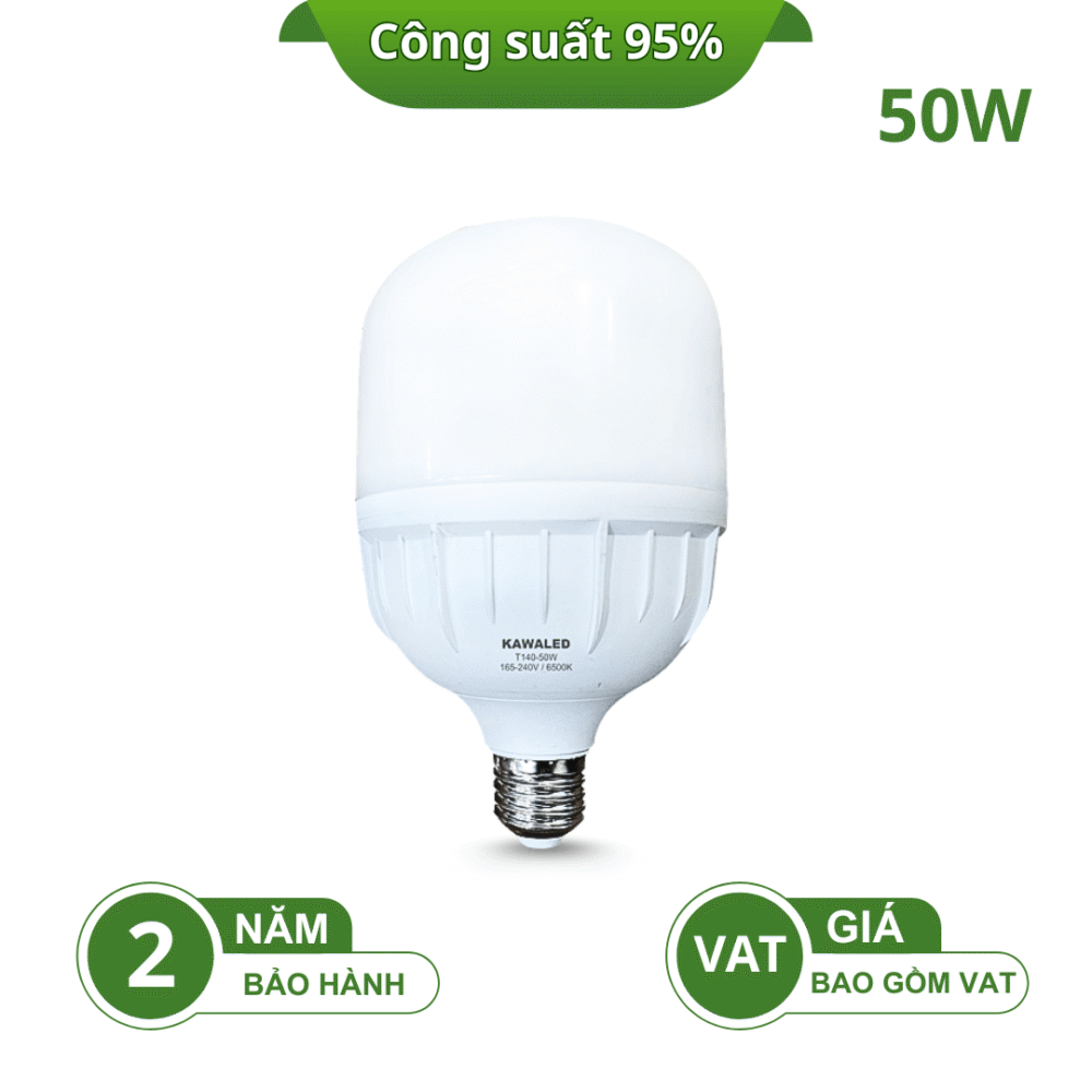 Đèn LED bulb trụ Kawaled 50W – ánh sáng mạnh, chính hãng