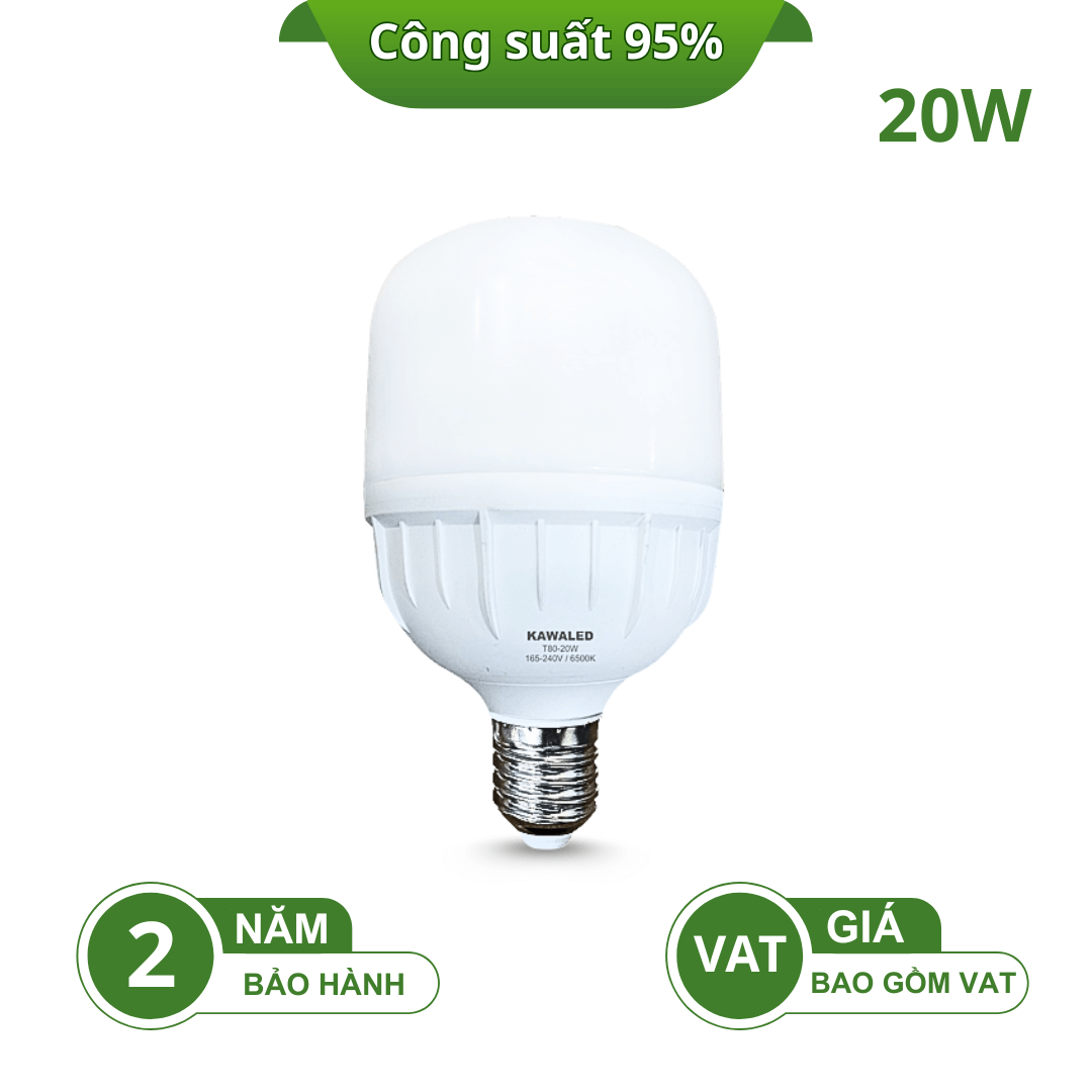 Bóng đèn LED trụ 20W Kawaled – độ bền cao, tiết kiệm điện