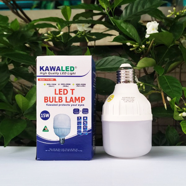 Đèn Led bulb trụ 15w thân nhựa lỗi tản nhiệt nhôm