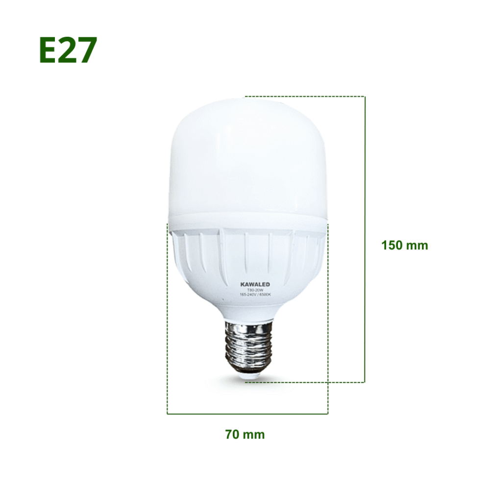 Kích thước bóng đèn LED trụ 15W Kawaled đui chuẩn E27