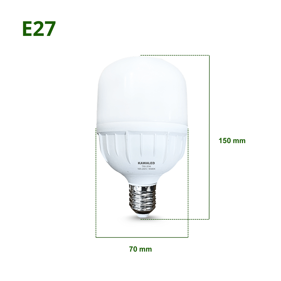 Kích thước bóng đèn LED trụ 15W Kawaled đui chuẩn E27