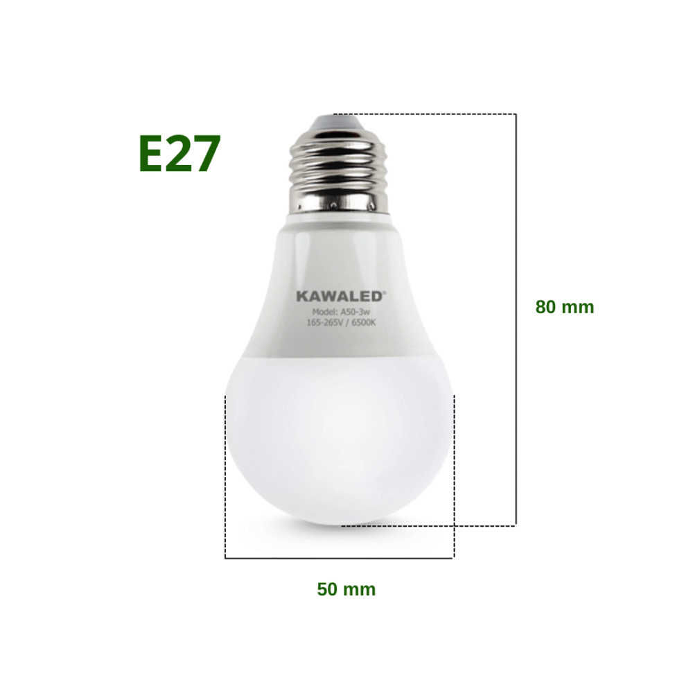 Kích thước bóng đèn LED tròn 3W