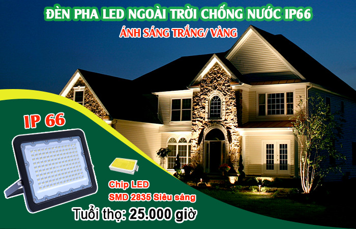 Đèn pha led chiếu sáng ngoài trời chống nước IP66