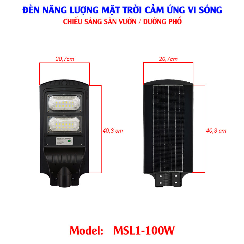 Thông số kỹ thuật đèn năng lượng chiếu sáng ngoài trời MSL1