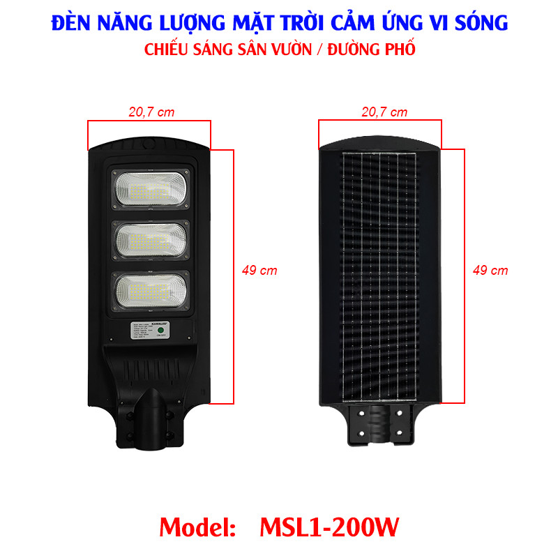 Thông số kỹ thuật đèn năng lượng chiếu sáng ngoài trời MSL1