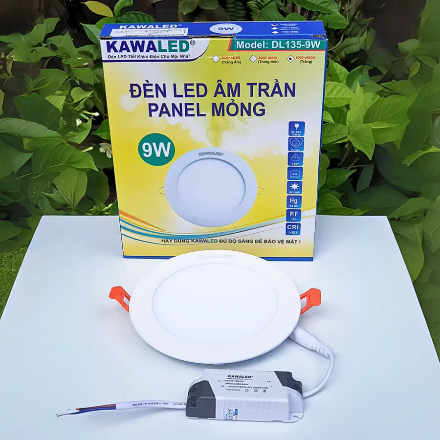 Bộ đèn LED panel âm trần DL135 9W kèm vỏ hộp