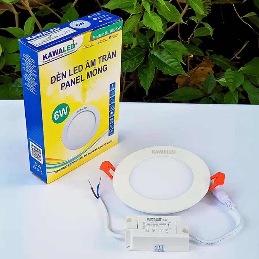 Đèn LED âm trần panel DL108 6W và hộp
