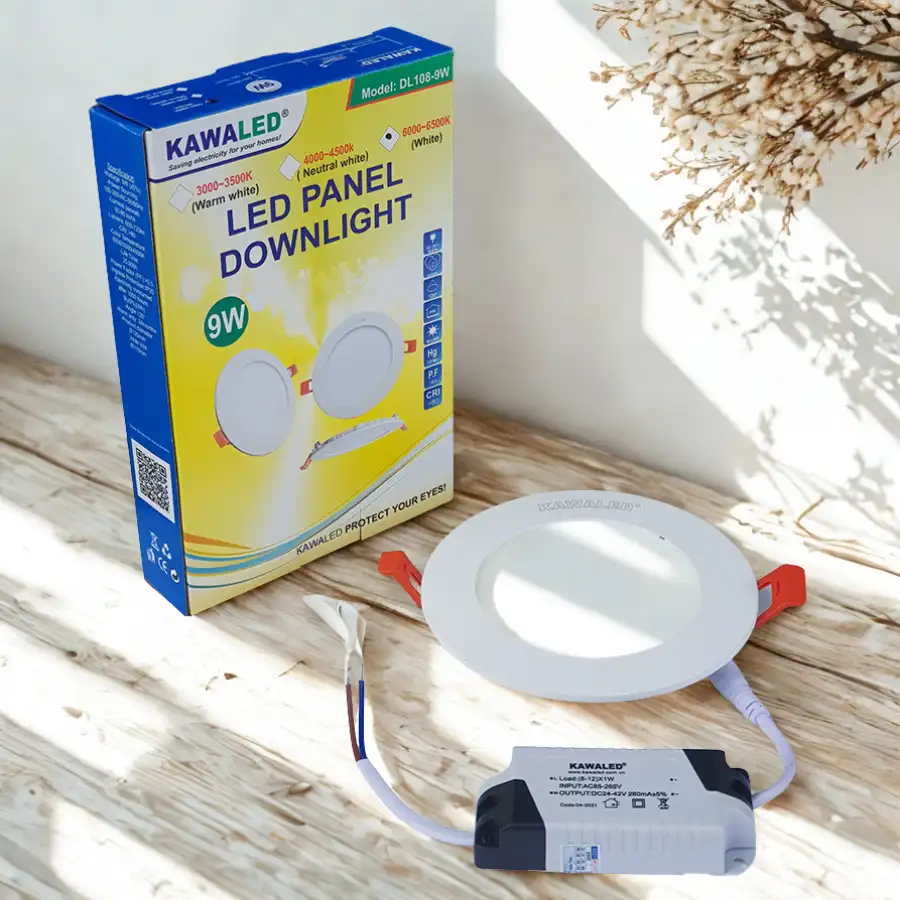 Bộ đèn LED âm trần panel DL108 9W kèm hộp