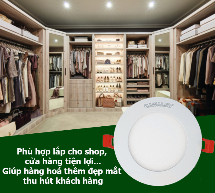 Phù hợp chiếu sáng cho cửa hàng, shop thời trang