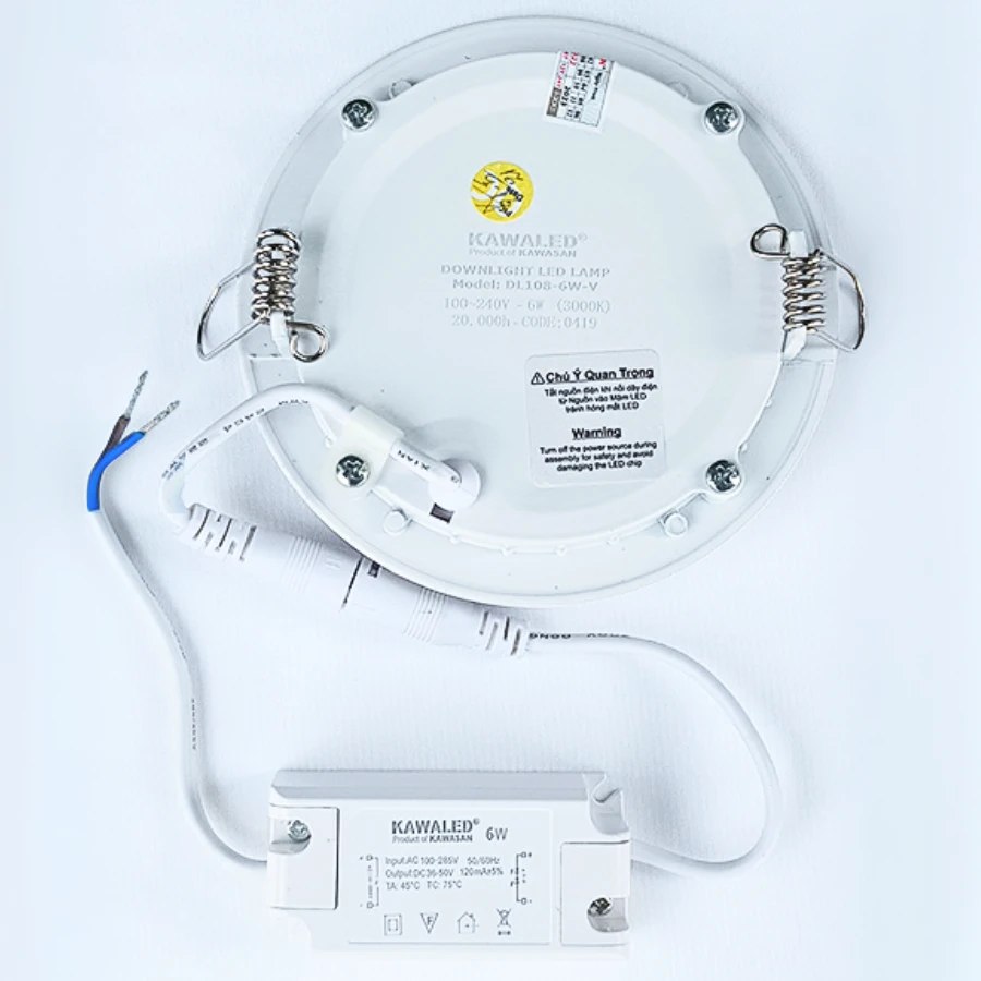 Mặt sau đèn panel mỏng DL108 6W