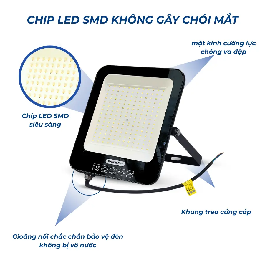 Đèn pha LED tổ ong 150W Kawaled LED2-FL150W – chip LED SMD siêu sáng
