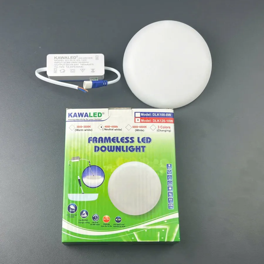 Bộ đèn LED âm trần DLK120-10W Kawaled gồm đèn, driver và hộp