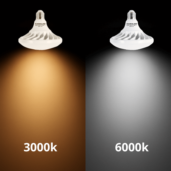 so sánh ánh sáng đèn LED đĩa bay Kawaled 3000K và 6000K