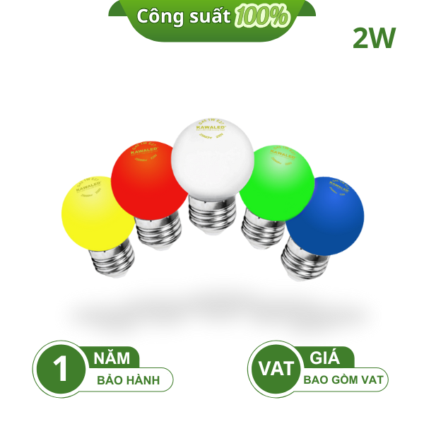 Đèn LED tròn 2W Kawaled – 5 màu