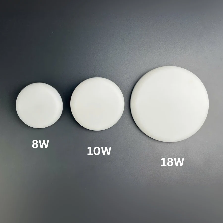 So sánh kích thước đèn led âm trần tràn viền 8W 10W 18W